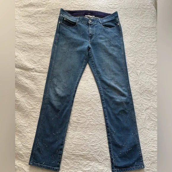Stella McCartney Blue Star Embroidered Jeans - Picture 5 of 7